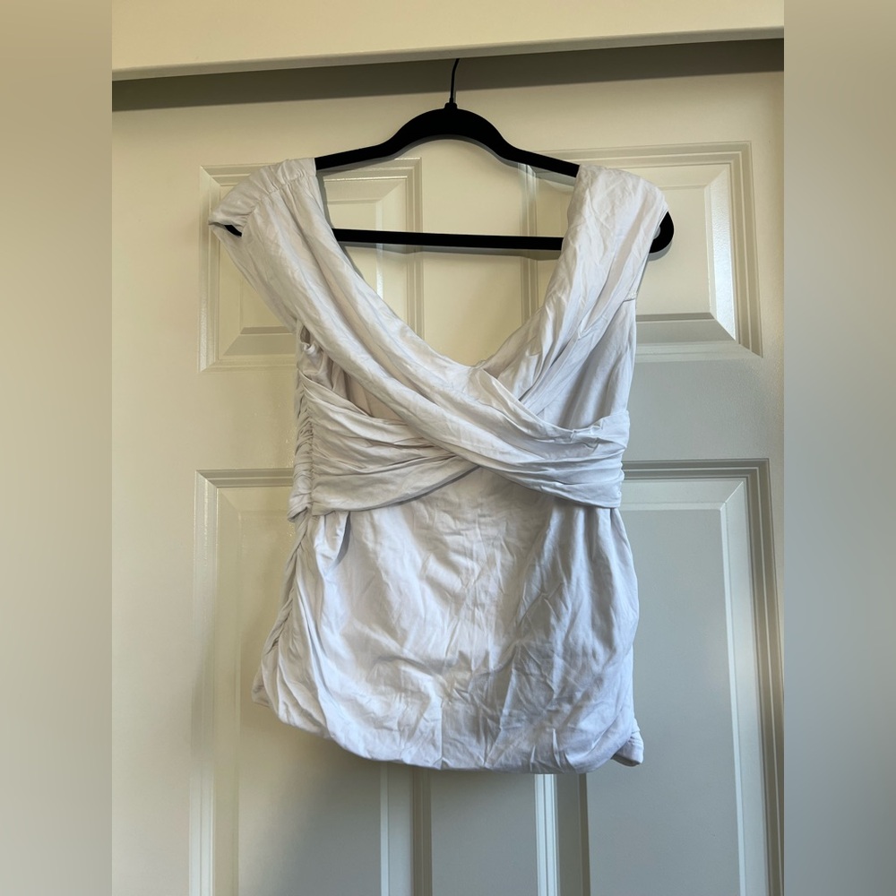 Off-The-Shoulder Ruched Wrap Top - Picture 4 of 9